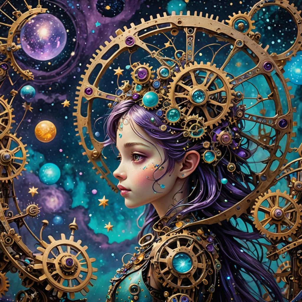 Galactic Fairy in Precisionist Style with Cosmic Landscape