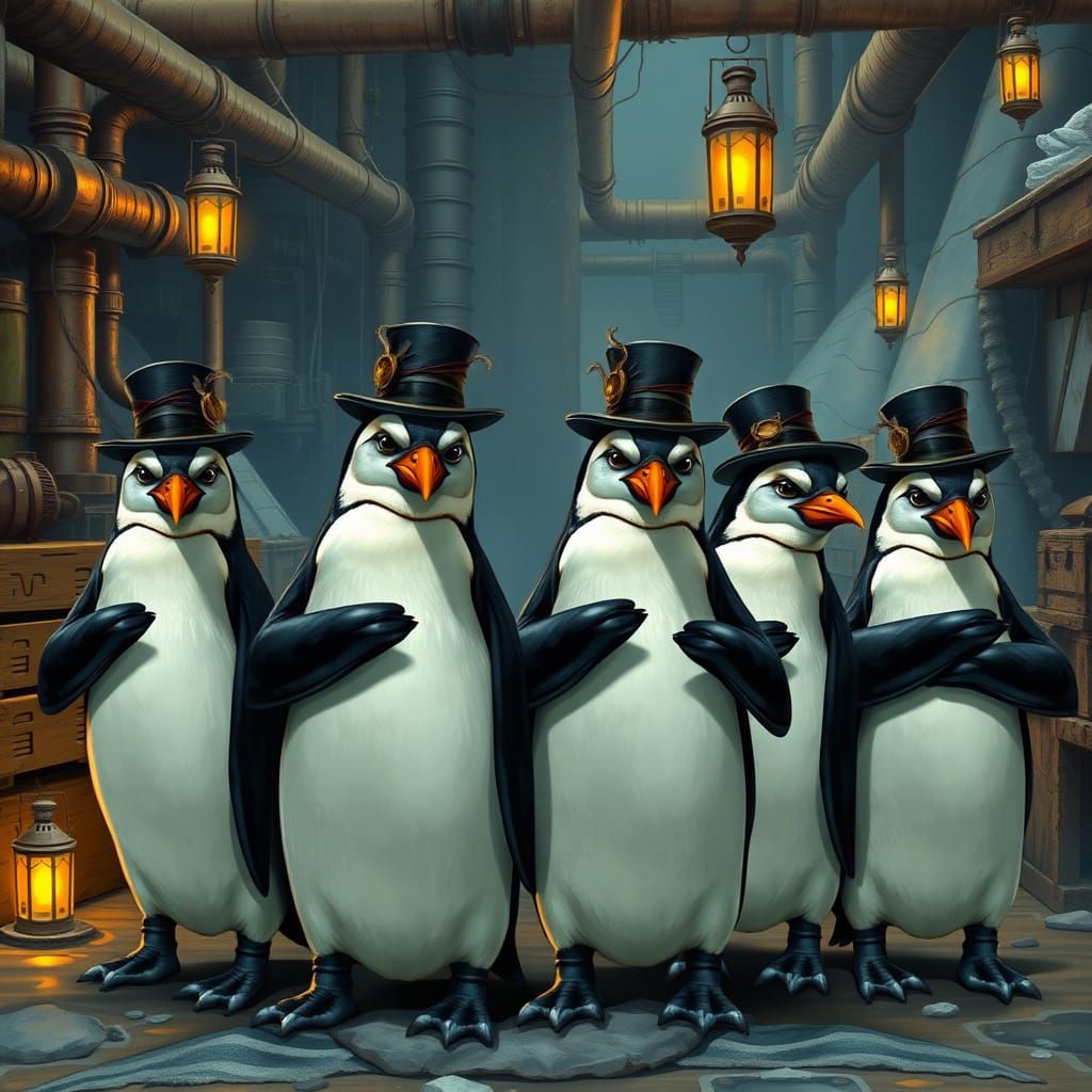 Steampunk Penguins Defy Authority