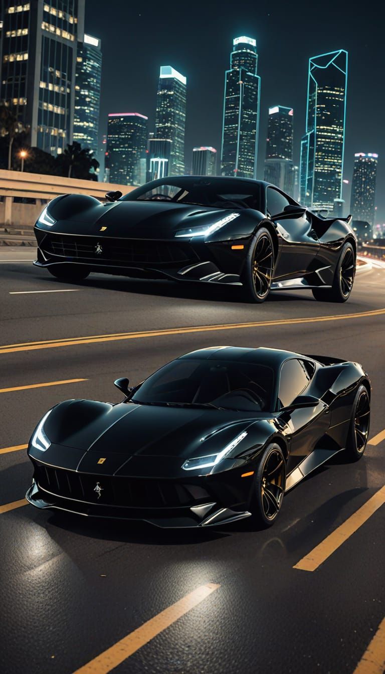 Futuristic Ferrari and Woman in Cyberpunk Style