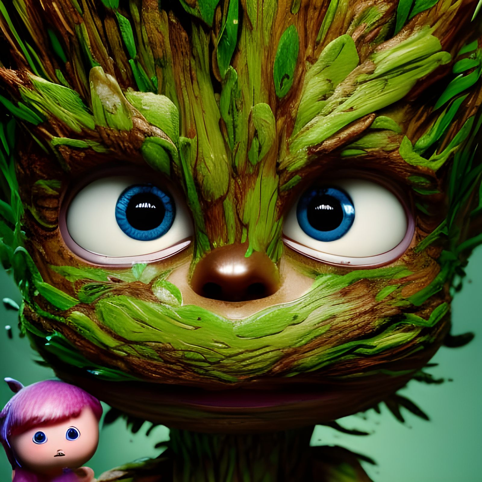 Adorable Chibi Groot with Sparks, Detailed Rendering