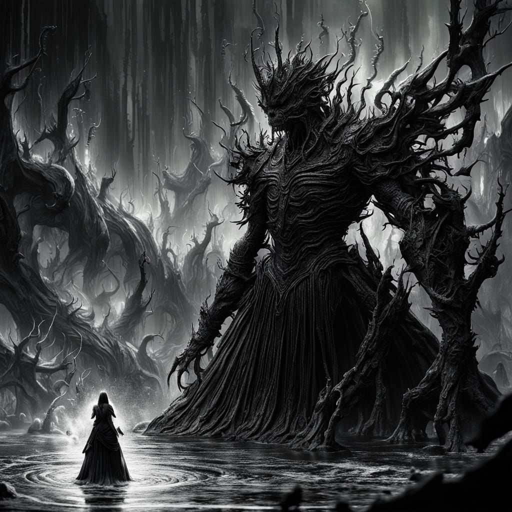 Biomechanical Glass Artifact in Turbulent Dark Fantasy Sea