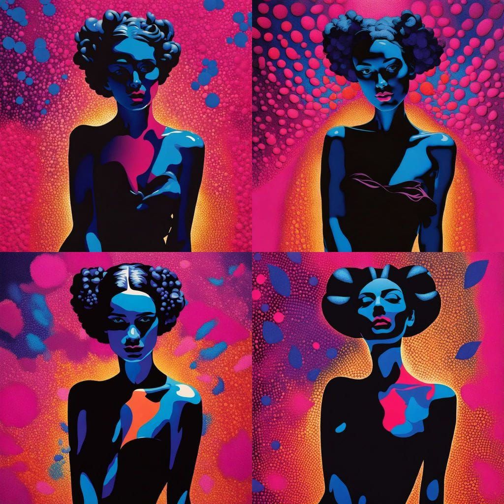 Vibrant Magenta and Electric Blue Absorption Painting