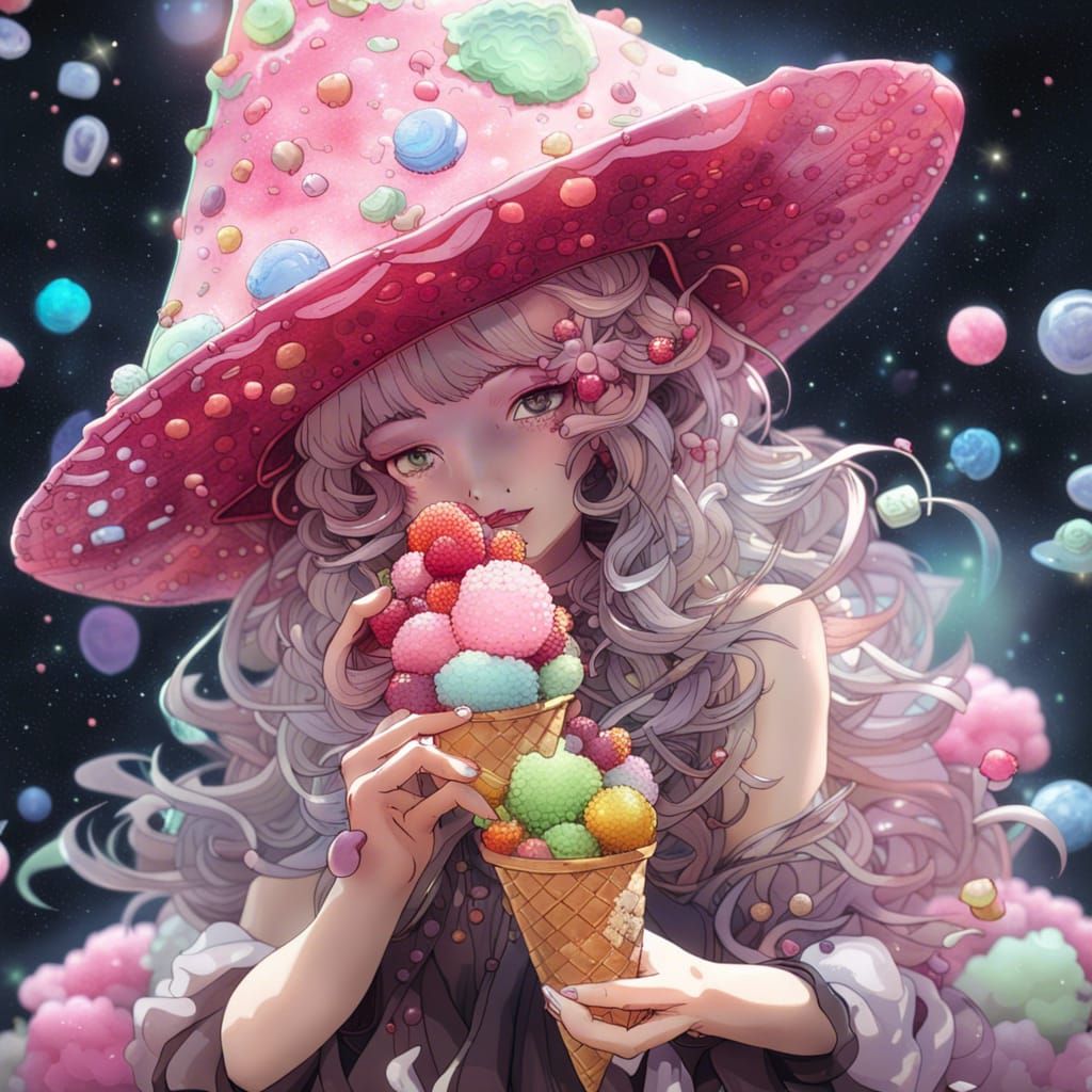 Girl in Ice Cream Hat, Tarot Card Style