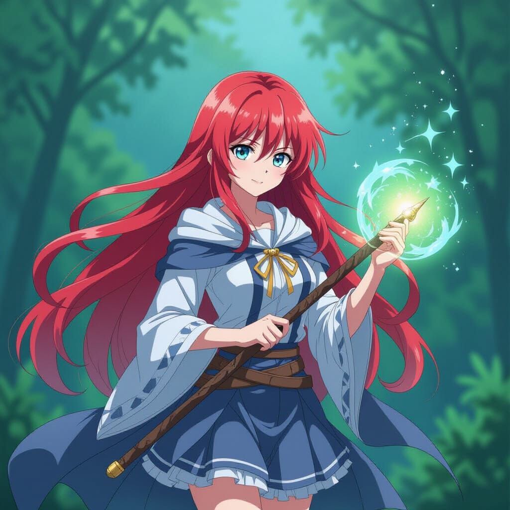 Nature's Wand: Anime-Style Cel-Shaded Art