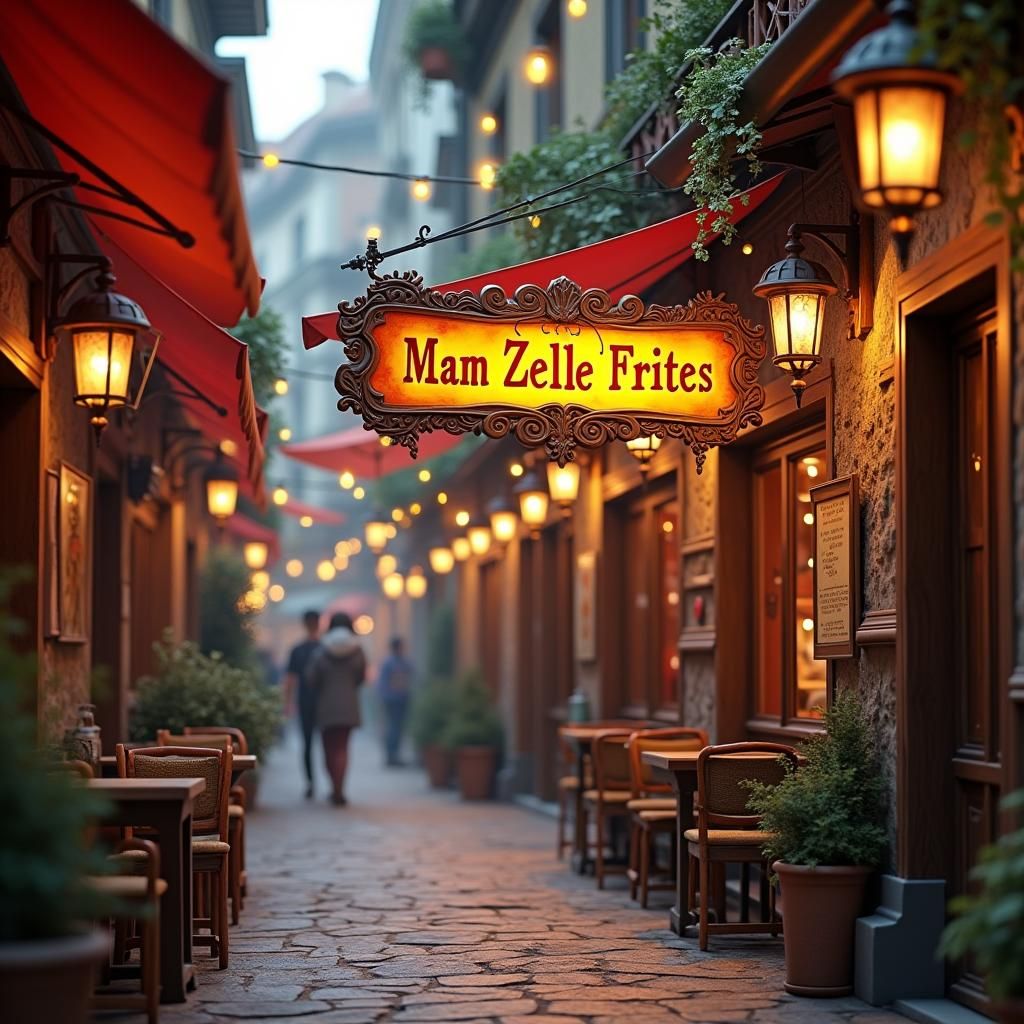 French Restaurant in 19th Century Arcade, 3D Render