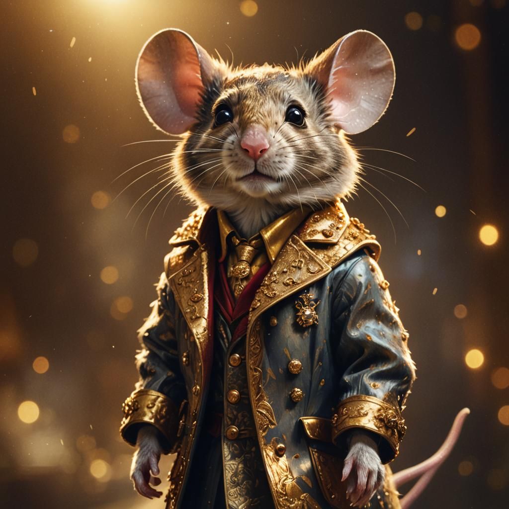 Richly Dressed Mouse in Hyperrealistic Concept Art