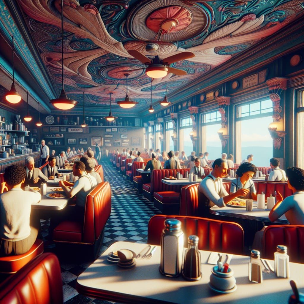 Fantastical 1950s Diner Concept Art