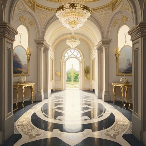 Baroque Villa Mansion Palace with Gemstone Inlay