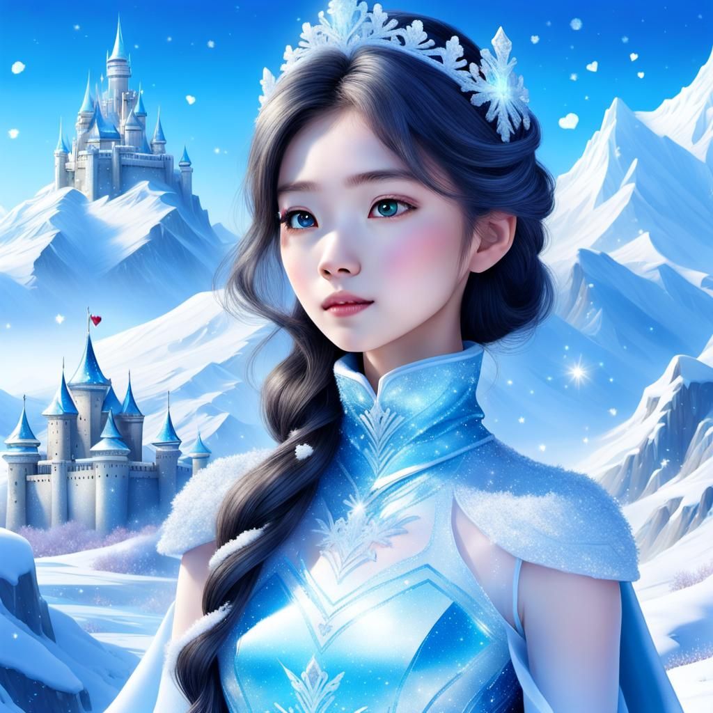 Korean Snow Princess Creates a Snowscape