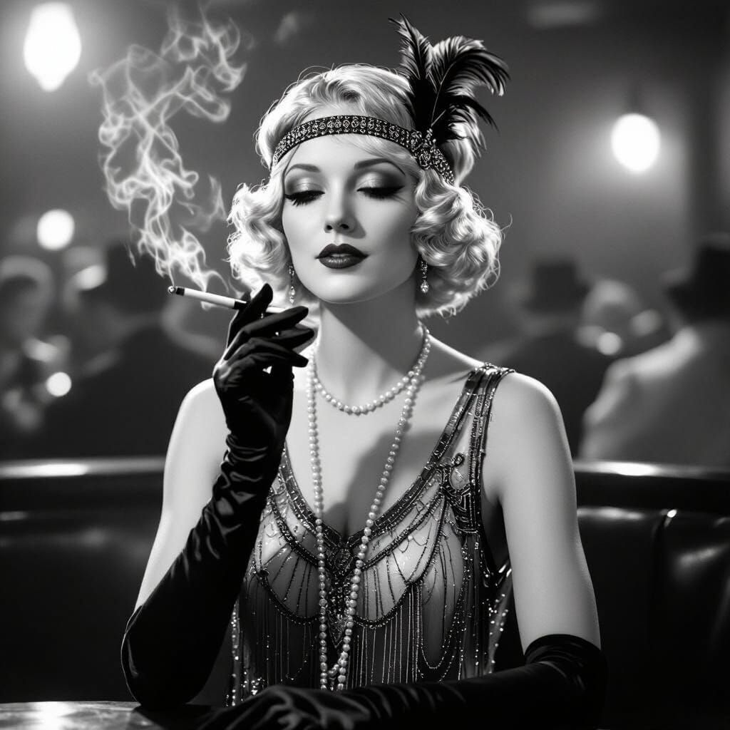 1920s Blonde in Jazz Club, Film Noir Style