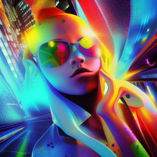 Futuristic Billboard to Colorful Dimension, Hyperrealistic C...