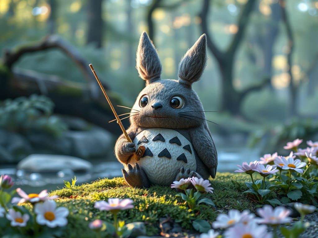 My Neighbor Totoro in Whimsical Forest Setting