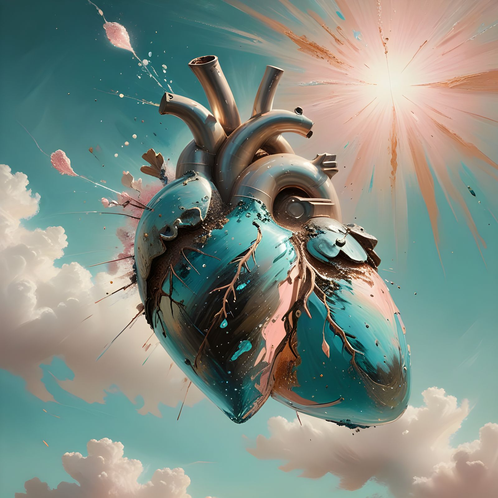 Victorian Heart in Pastel Colors with Impasto Painting