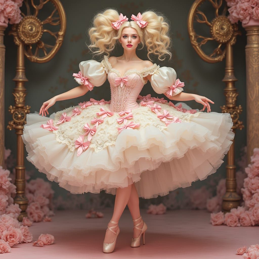 Ethereal Ballerina in Art Nouveau Style