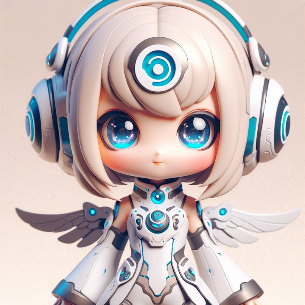 Detailed Matte Painting of Chibi Cyborg Angel