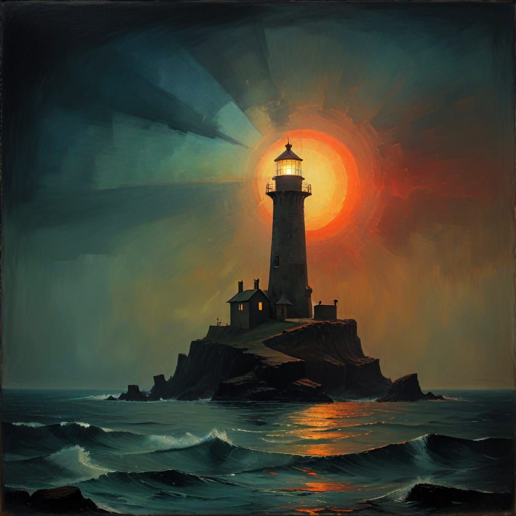 Primordial Lighthouse Illuminates the Darkness, in Abstract ...