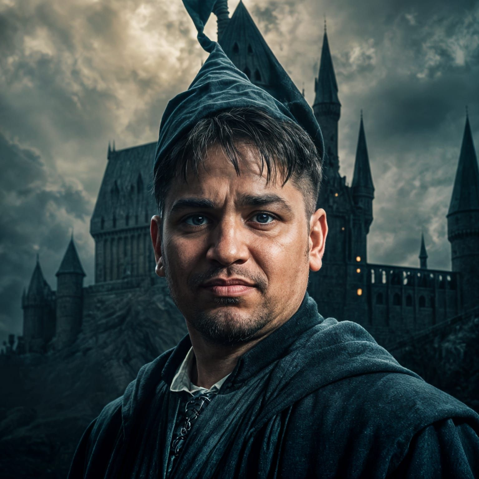 Wizard at Hogwarts Cinematic Portrait
