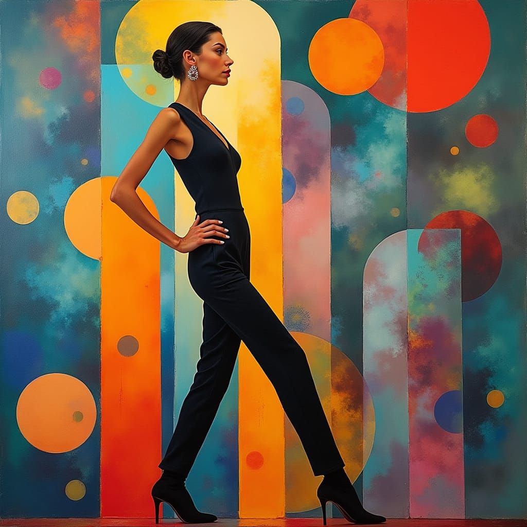 Elegant Woman Fragmented in Cubist Surrealism