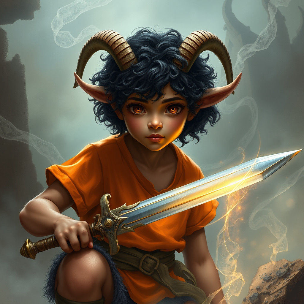 Grover Underwood, Young Satyr with Glowing Sword