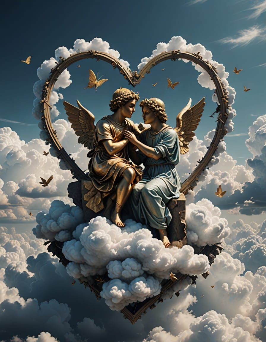 Psyche and Cupid in Stunning Hyper-Surrealism Digital Art