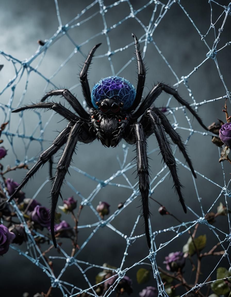 Epic Goth Spider with Roses and Barbed Wire