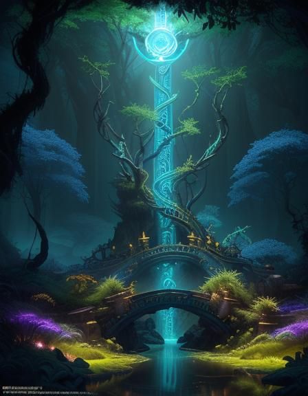 Fantasy Jungle Castle with Floating Opal Tree