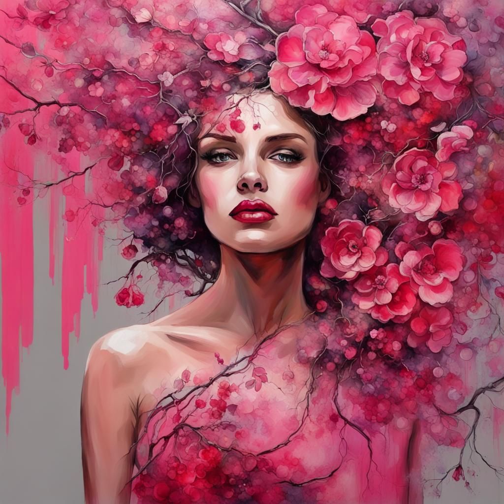 Fairy with Silver Wings in Abstract Art