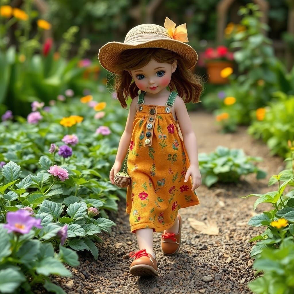 Organic Motherboard Garden Girl Walking