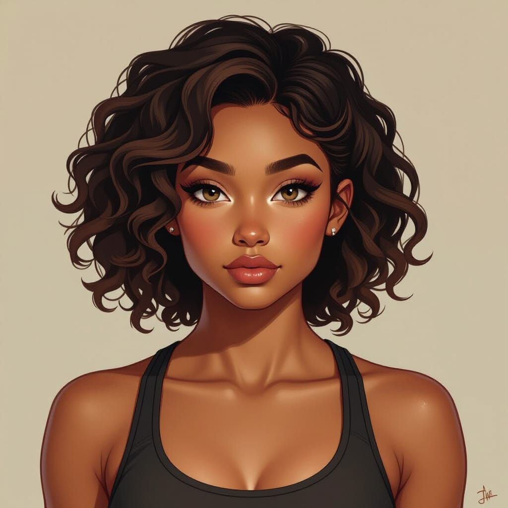 Realistic Portrait of a Young Female Boxer