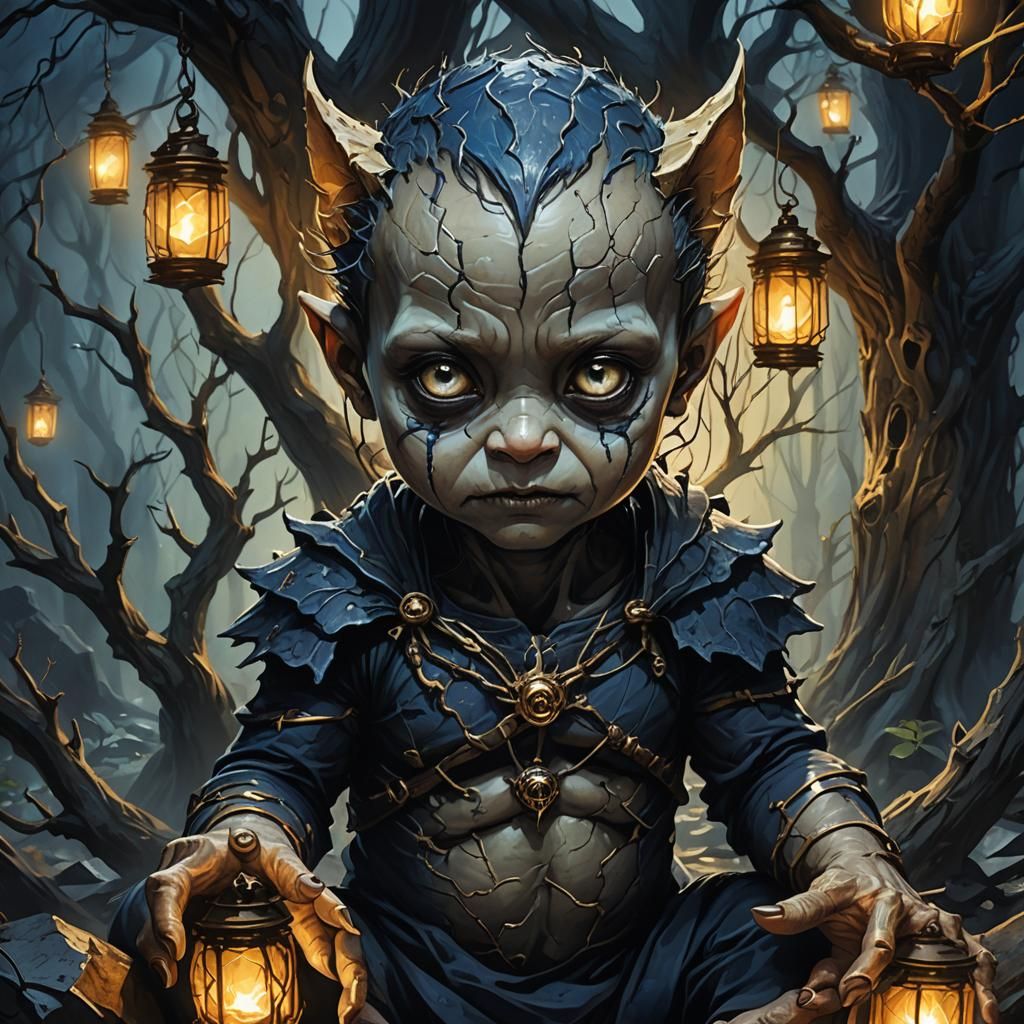 Terrifying Baby in Nail World: Dark Fantasy Concept Art
