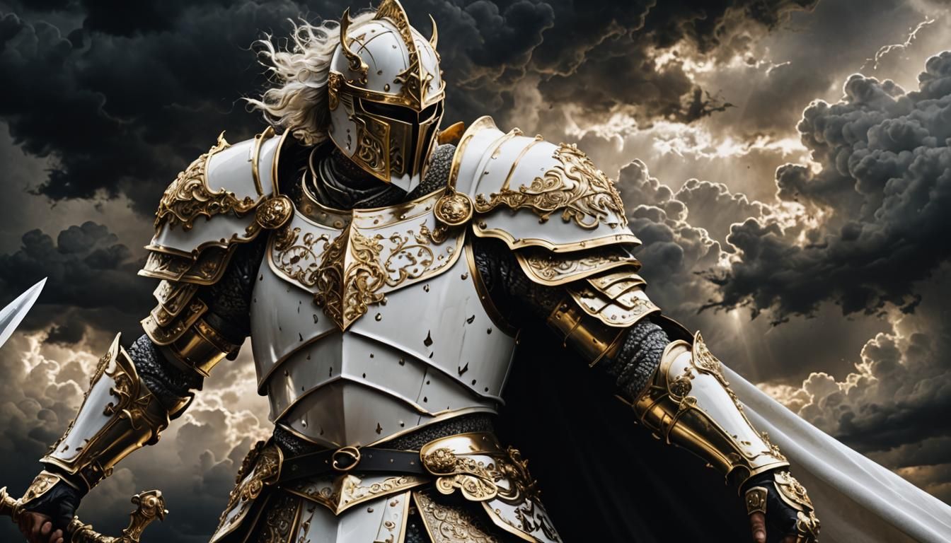 Kingly Knight in Gold Armor, Digital Art