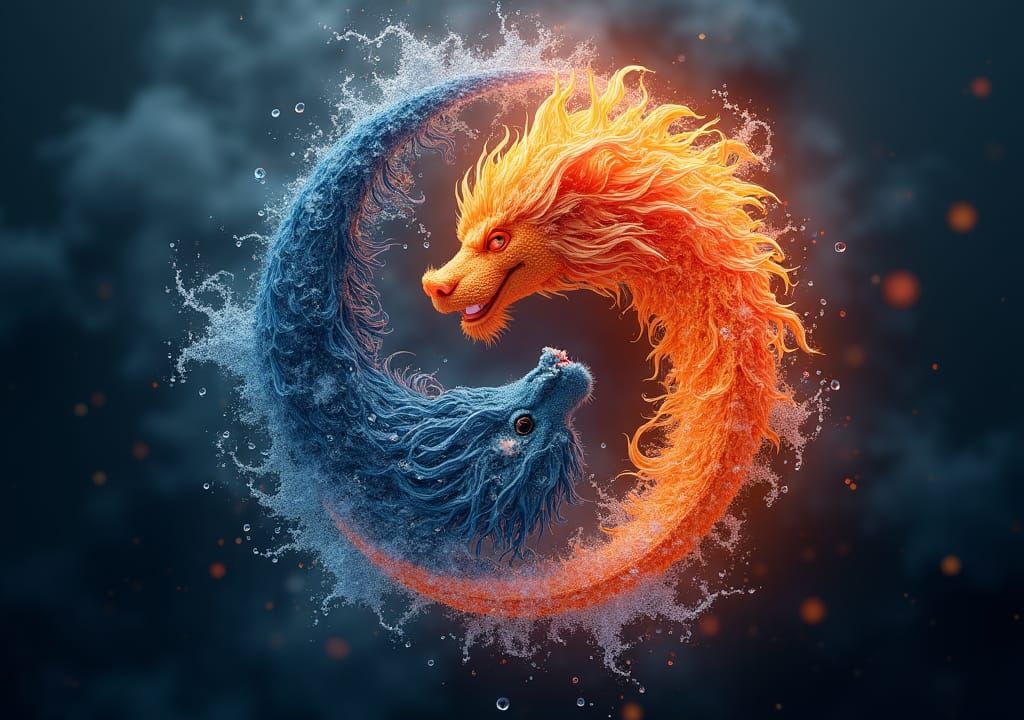 Ying yang dragons