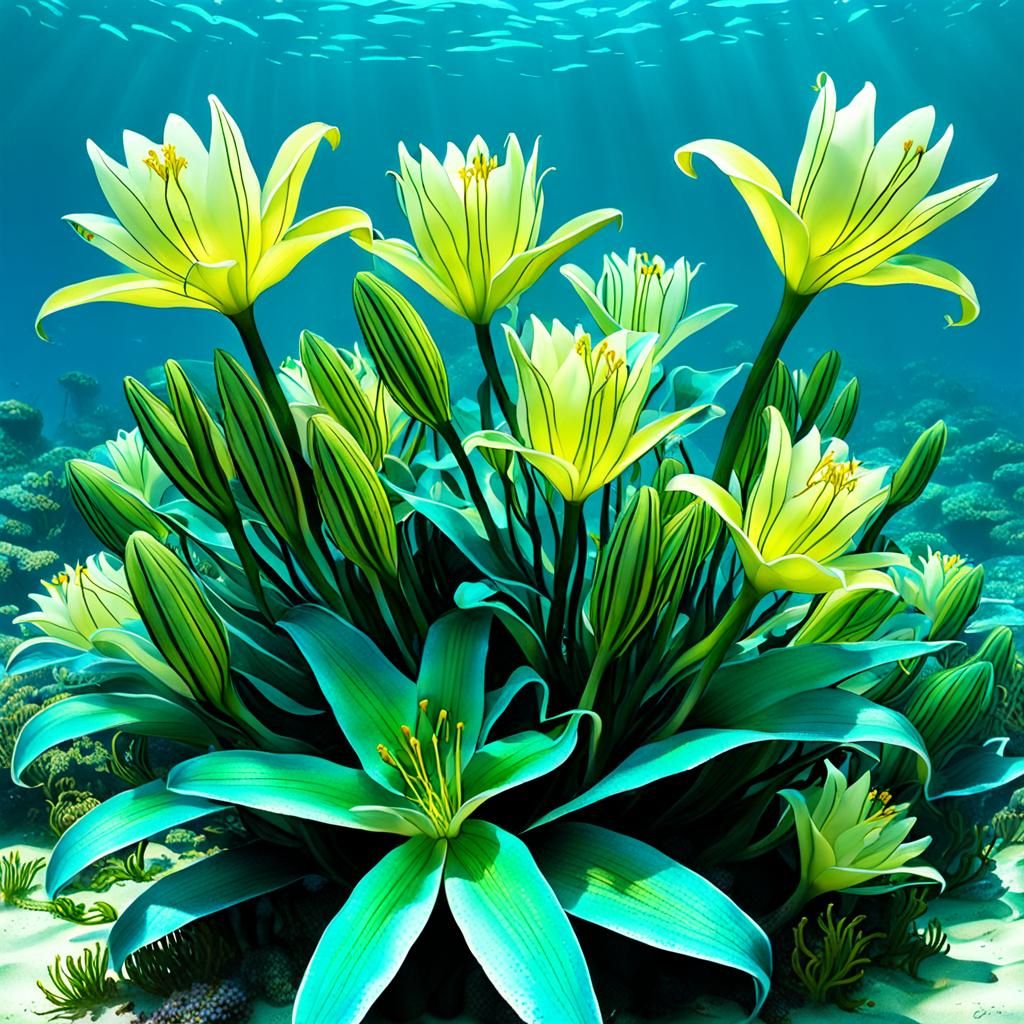 Ethereal Ocean Lilies: An AI Interpretation