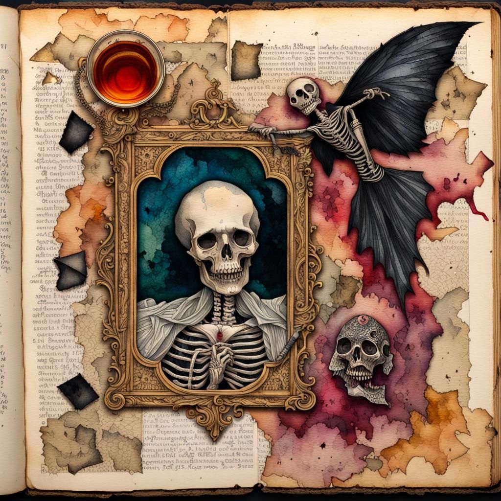 Macabre Dracula Portrait in Vintage Watercolor Style