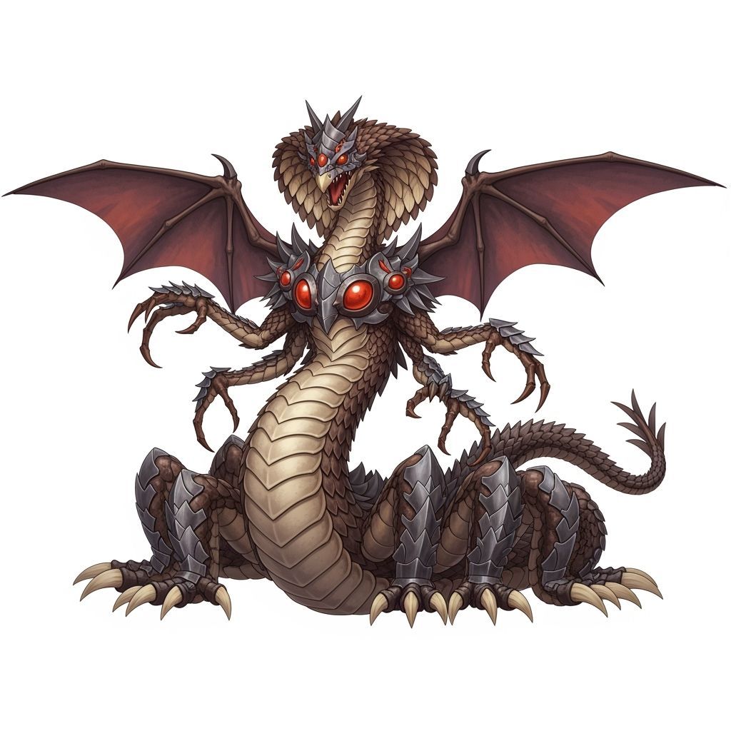 Colossal Feathered Avian Cobras Wielding Demonic Magic