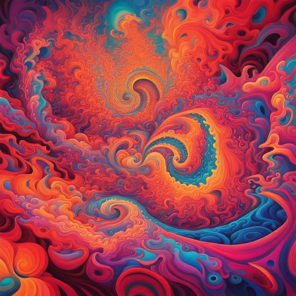 Psychedelic Composition in Surreal Kaleidoscope