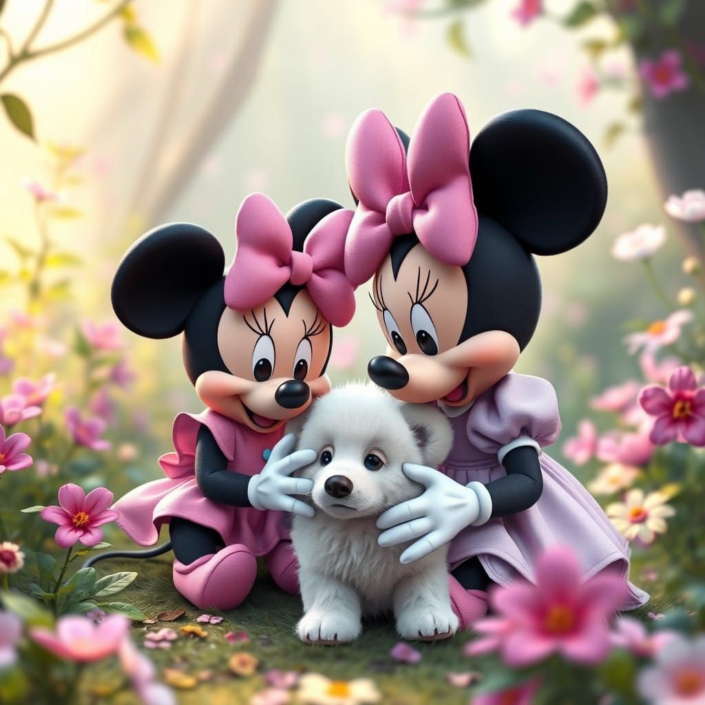 Minnie Mouse Sisters Play in Whimsical Fantasy Landscapes