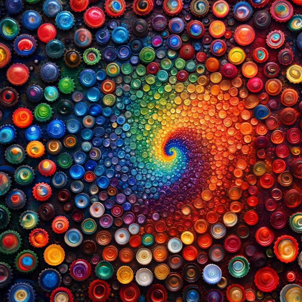 Colorful Nebula Made of Bottle Caps: Sustainable Art