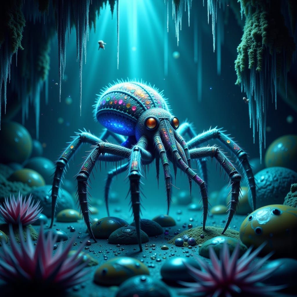 Hyper-Realistic 3D Anime Octopus Spider in Eerie Underwater ...