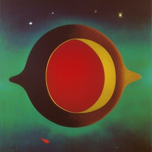 Asteroid in Surrealist Style with Deep Triadic Colors