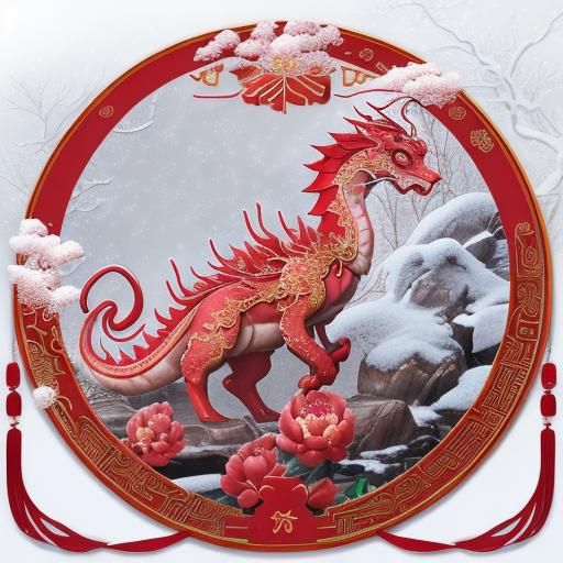 Ethereal Chinese New Year Dragon in Winter