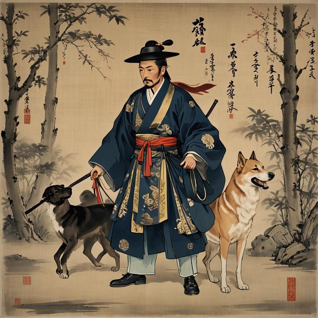 Distressed Nude Man with Torn Clothing in Detailed Matte Pai...