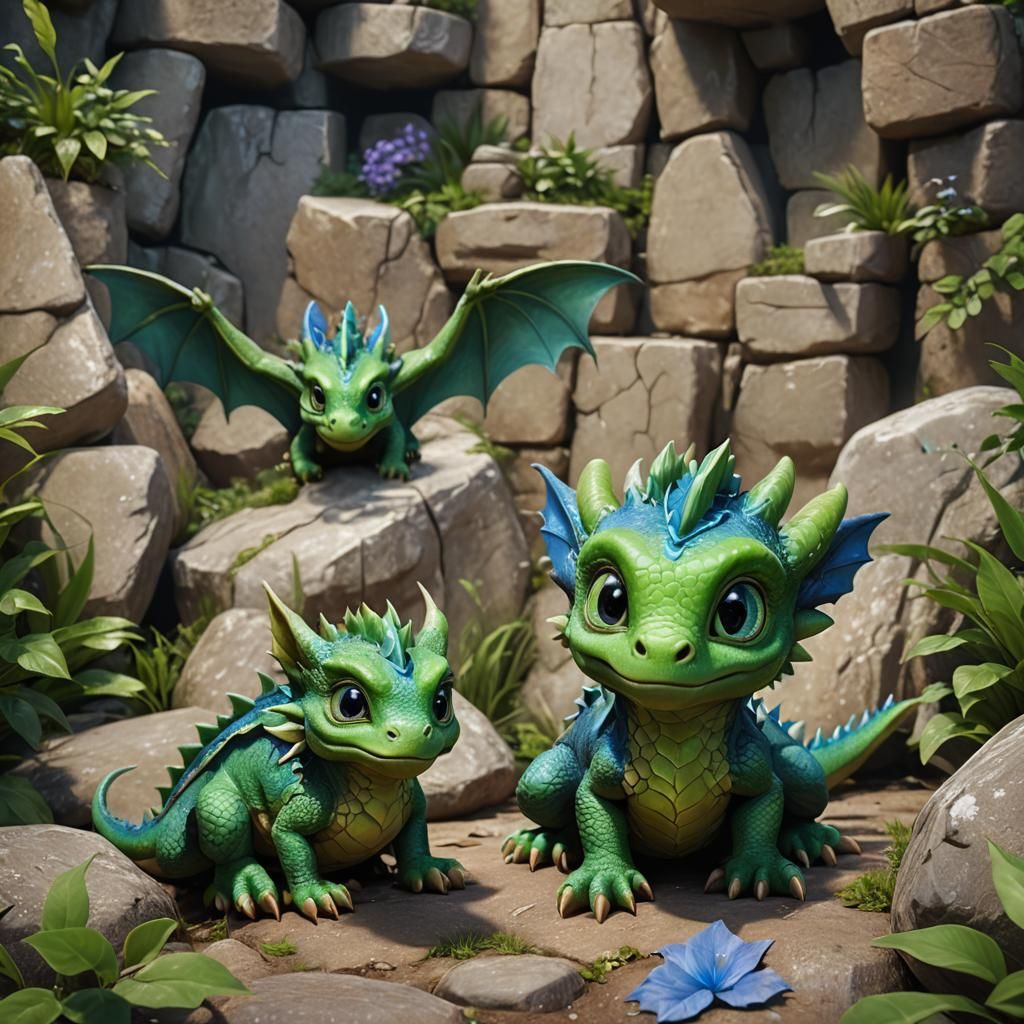 Cute Baby Dragon Portrait in Detailed Digital Art