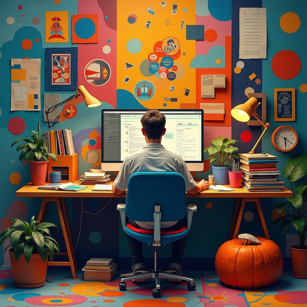 Front-End Developer's Deadline Anxiety in Cubist Art Deco St...