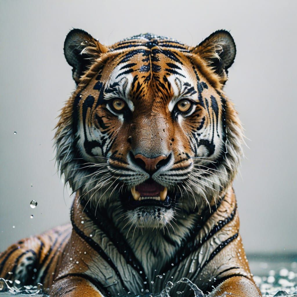 Ethereal Tiger in Monochromatic Film Still