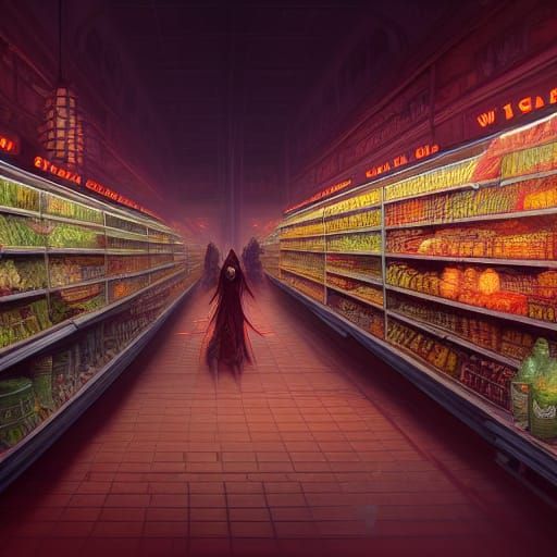 Demon Grocery Store Concept Art in Unreal Engine 5