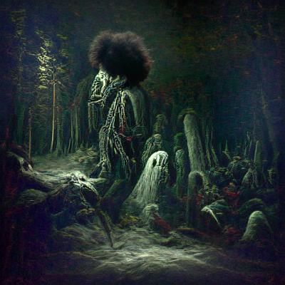 Dark Forest Scene in Gothic Horror Style