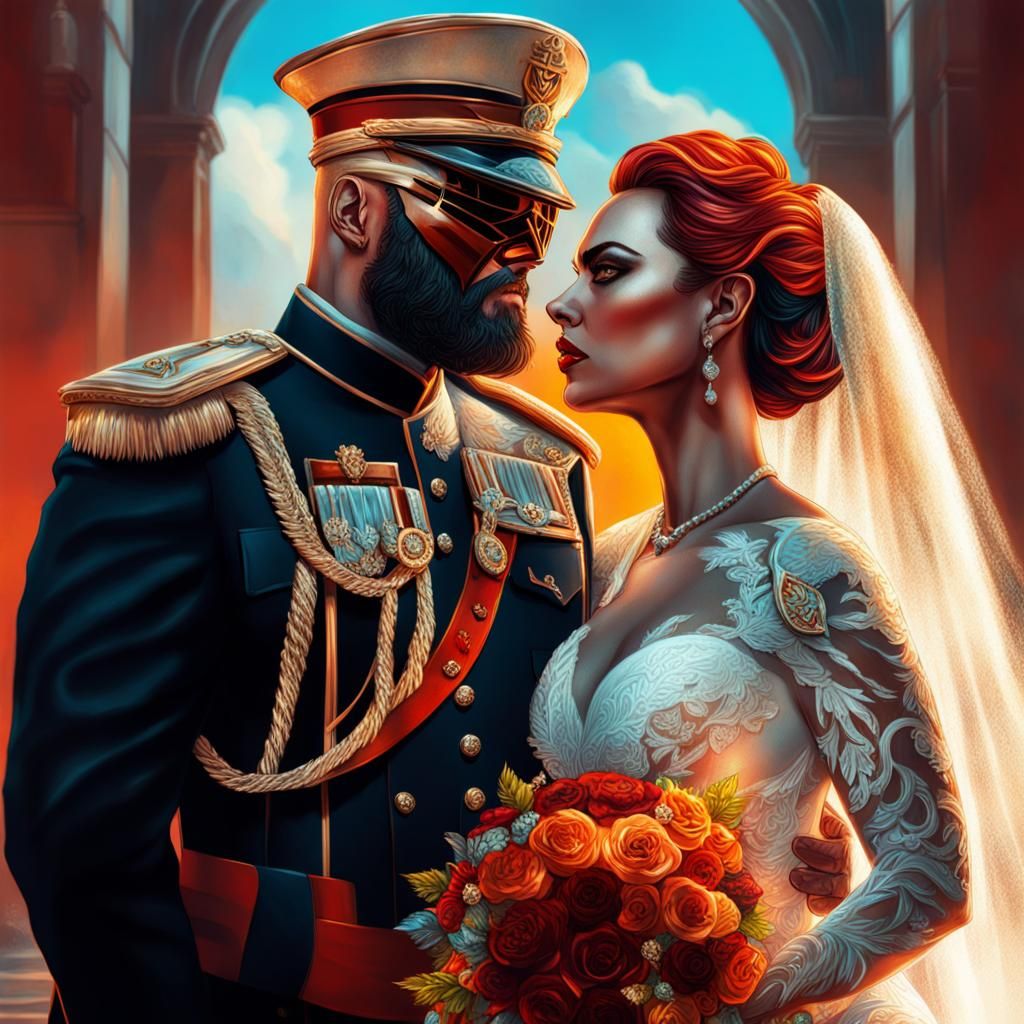 Madam and Corporal Fury's Wedding: Hyperrealistic Splash Art