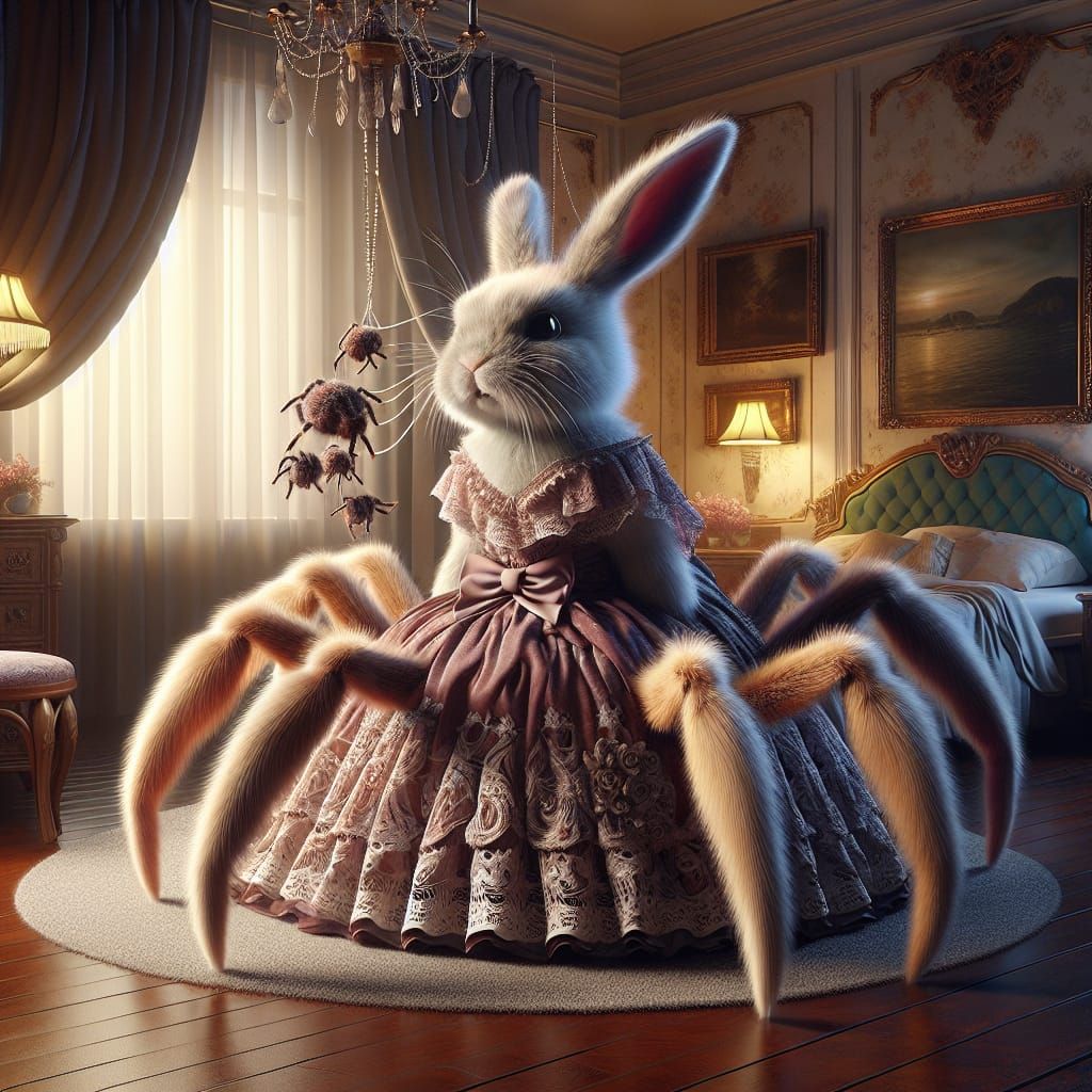 Victorian Bunny with Spider Legs: Fantasy Realism