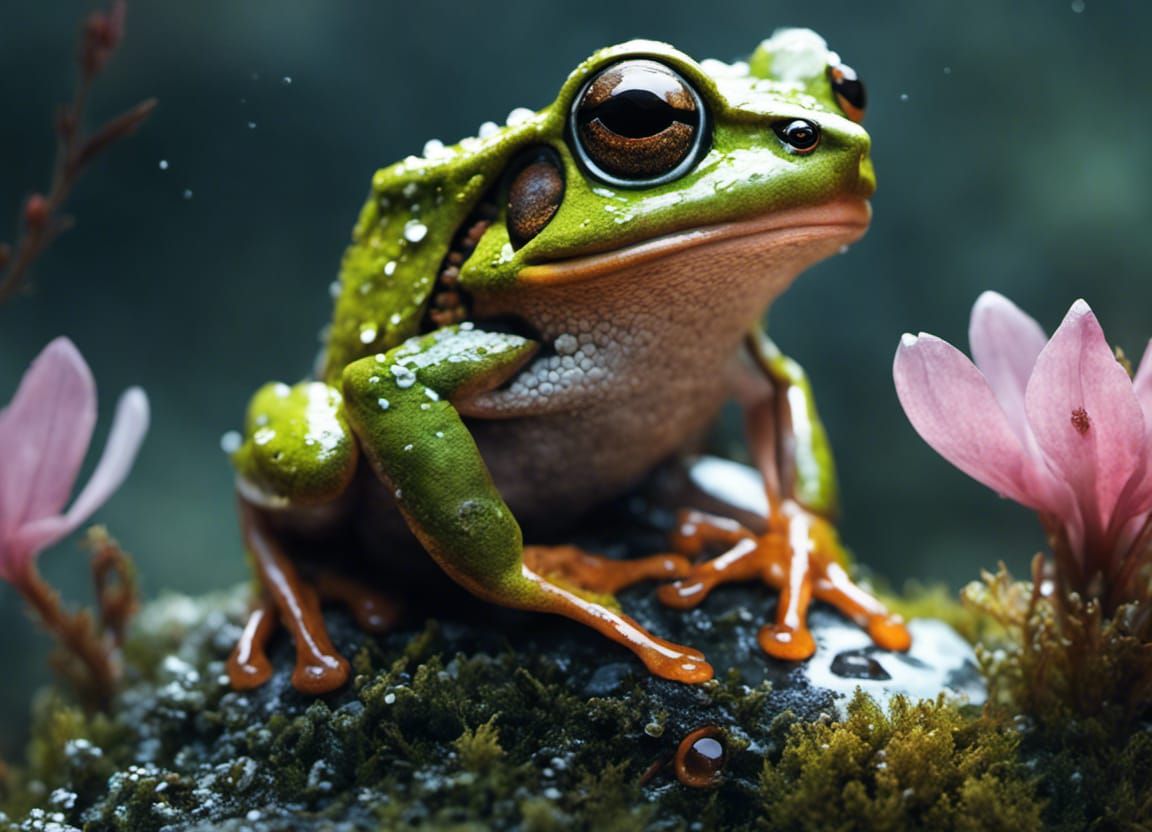 Hyperdetailed Wood Frog Portrait in Early Spring